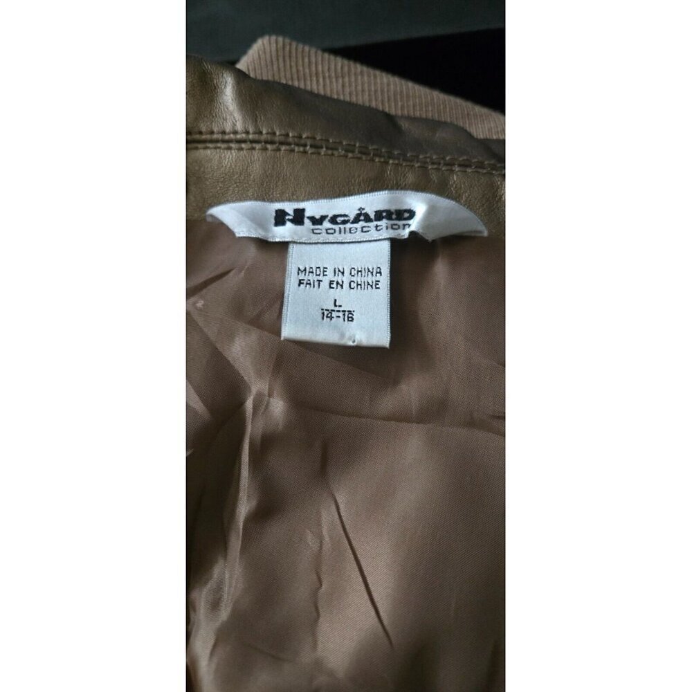 Nygard Collection Gold Studs Collared Leather & Knit Front Zip Jacket Women' L - Picture 7 of 8